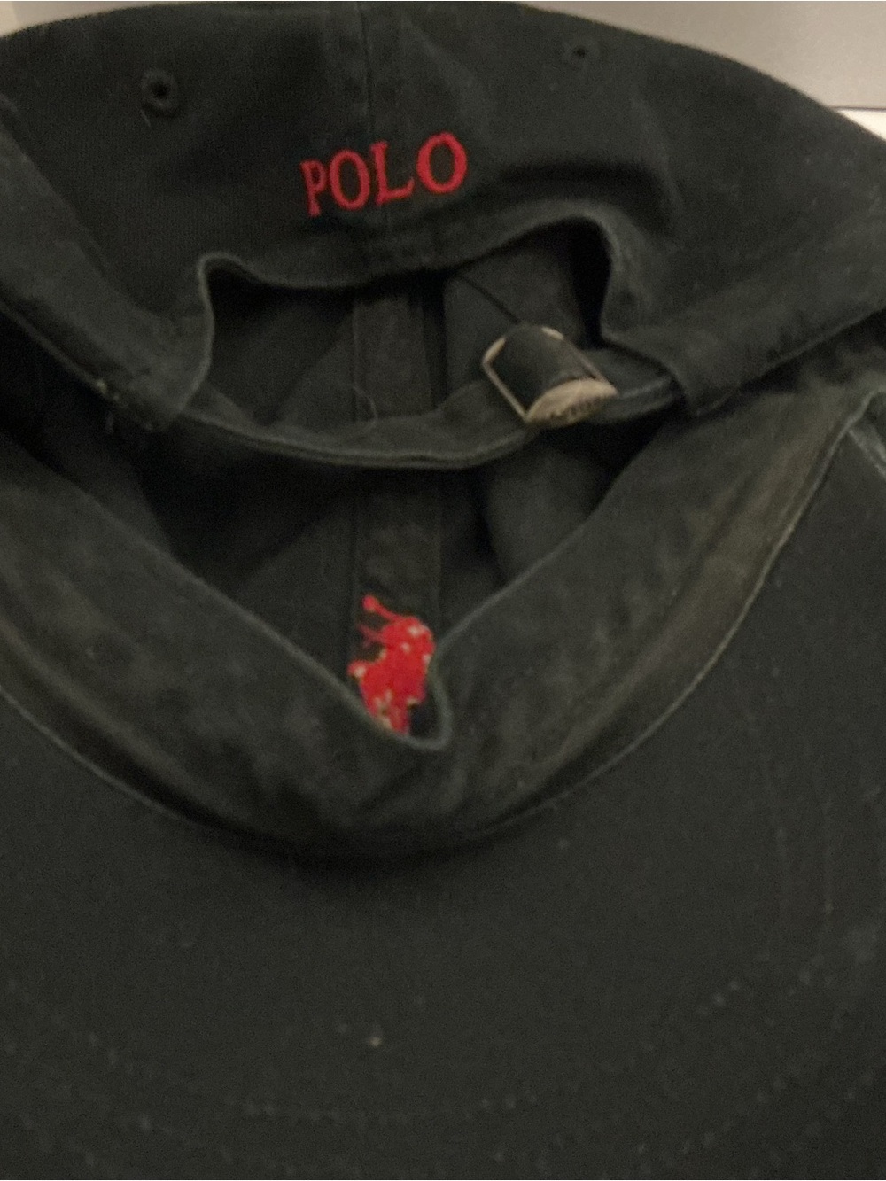 Polo by Ralph Lauren Black Baseball Cap with Red Polo Pony - Picture 3 of 3